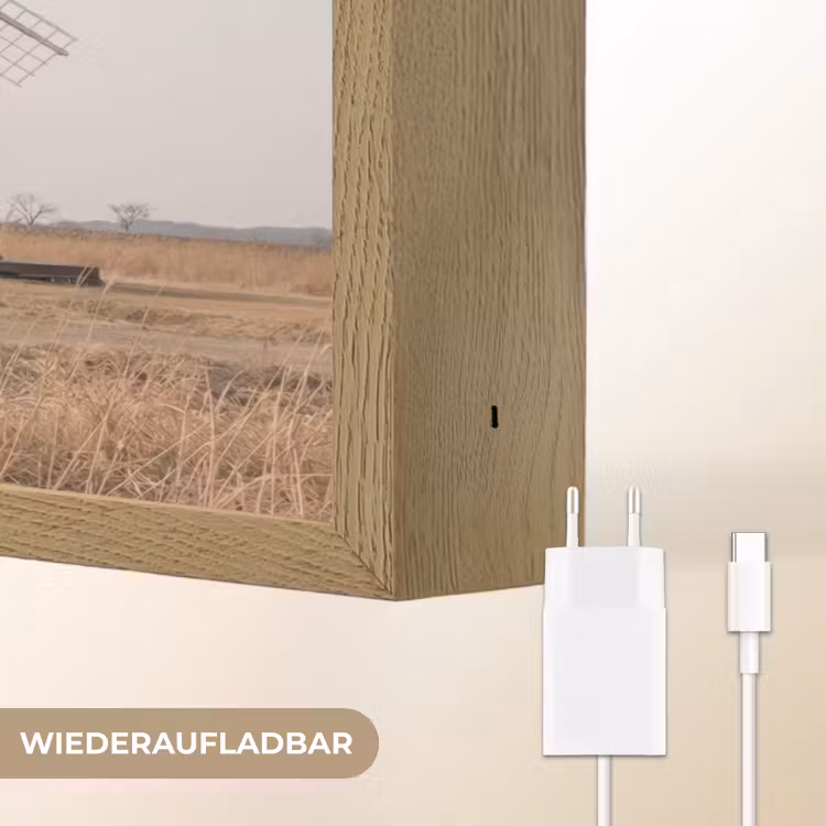 Windmolens - Landschap - Veld Light Box met batterij (Wandlamp) middel -USP_websiteoplaadbaarDE