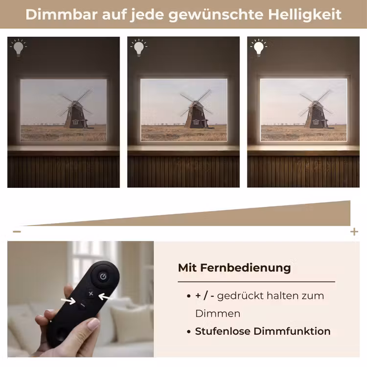 Windmolens - Landschap - Veld Light Box met batterij (Wandlamp) middel -USP_dimbaarDE