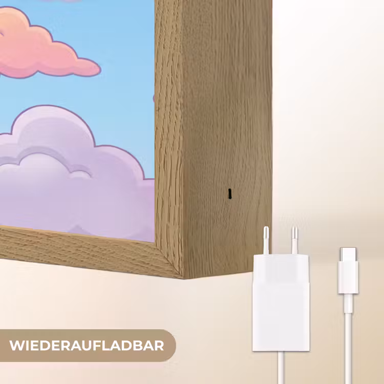 Wolk - Lucht - Natuur - Illustratie - Pastel Light Box met batterij (Wandlamp) middel -USP_websiteoplaadbaarDE