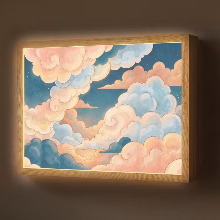 Wolk - Lucht - Natuur - Illustratief - Oranje Light Box met batterij (Wandlamp) middel -z3d_website