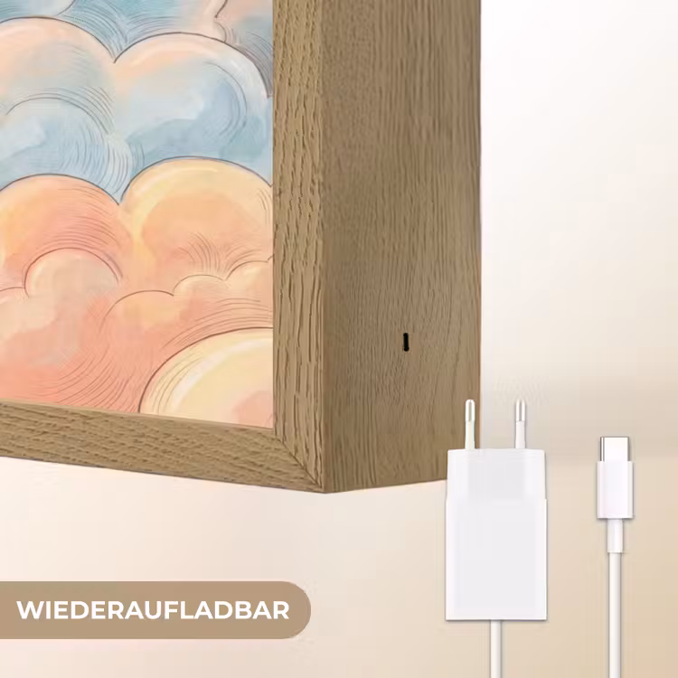Wolk - Lucht - Natuur - Illustratief - Oranje Light Box met batterij (Wandlamp) middel -USP_websiteoplaadbaarDE