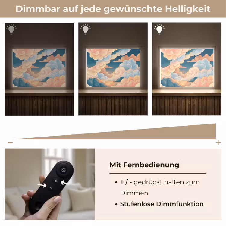 Wolk - Lucht - Natuur - Illustratief - Oranje Light Box met batterij (Wandlamp) middel -USP_dimbaarDE