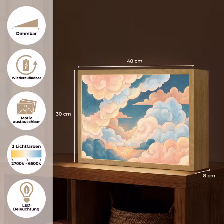 Wolk - Lucht - Natuur - Illustratief - Oranje Light Box met batterij (Wandlamp) middel -USP_websiteoverzichtDE