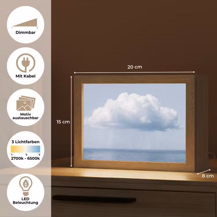 Lightbox - Wandleuchte - Wolke – Regen – Natur - Wolk - Regen - Natuur Light Box met kabel (Wandlamp) klein