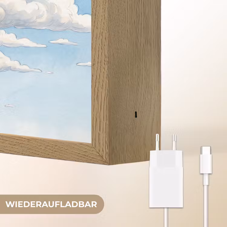 Wolken - Blauwe lucht - Natuur - Modern - Wit Light Box met batterij (Wandlamp) middel -USP_websiteoplaadbaarDE