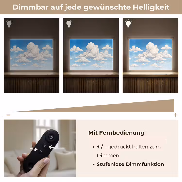 Wolken - Blauwe lucht - Natuur - Modern - Wit Light Box met batterij (Wandlamp) middel -USP_dimbaarDE