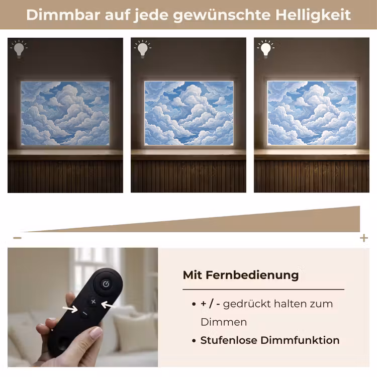 Wolken - Hemel - Abstract - Wit Light Box met batterij (Wandlamp) middel -USP_dimbaarDE