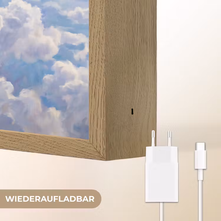 Wolken - Lucht - Natuur - Abstract - Blauw Light Box met batterij (Wandlamp) middel -USP_websiteoplaadbaarDE