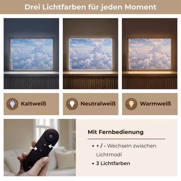 Wolken - Lucht - Natuur - Abstract - Blauw Light Box met batterij (Wandlamp) middel -USP_lichtkleurDE