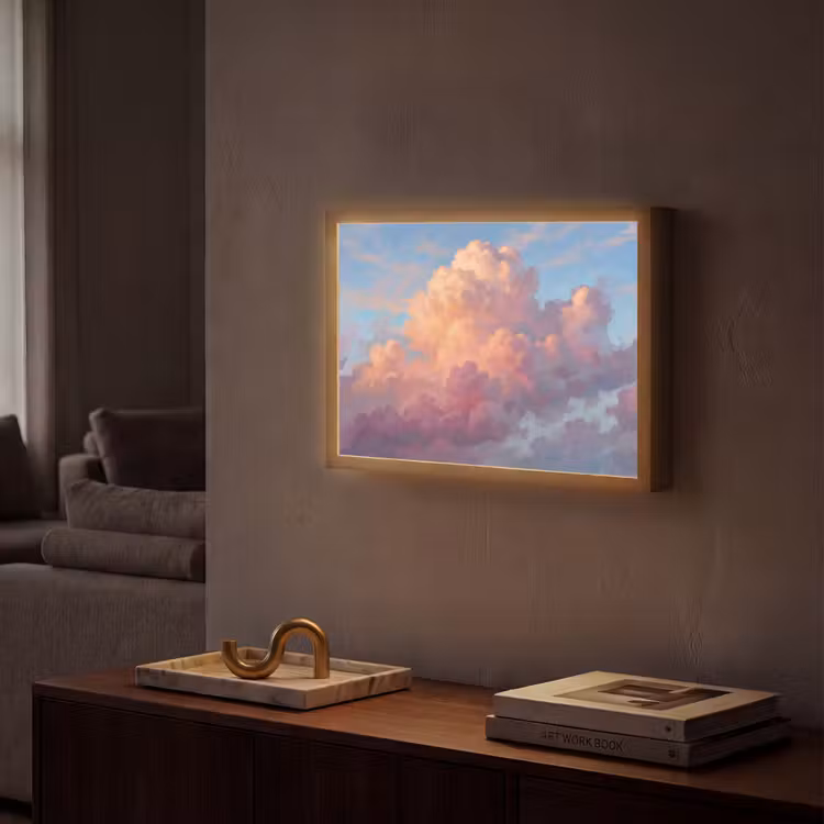 Wolken - Lucht - Natuur - Abstract - Kleurrijk Light Box met batterij (Wandlamp) middel -sfeer1