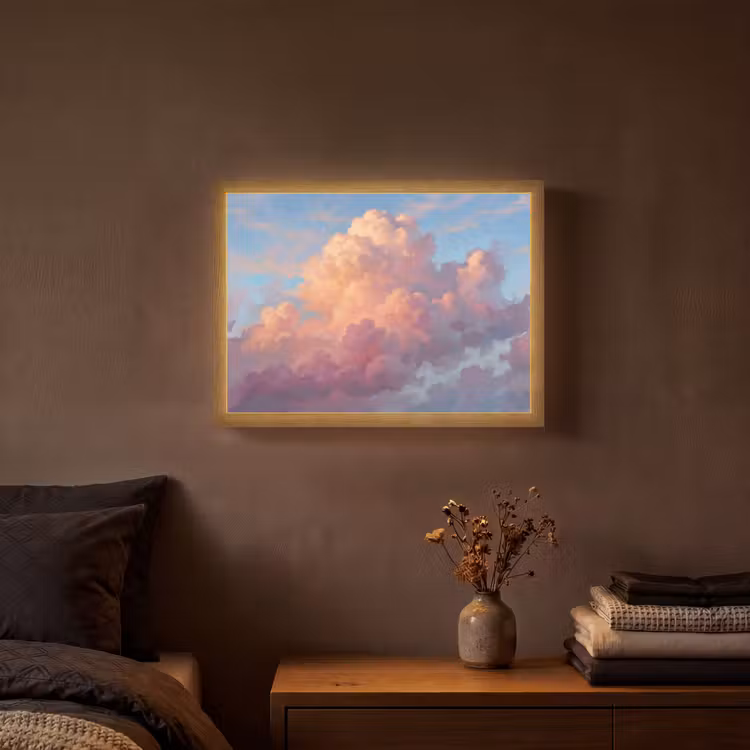 Wolken - Lucht - Natuur - Abstract - Kleurrijk Light Box met batterij (Wandlamp) middel -sfeer4