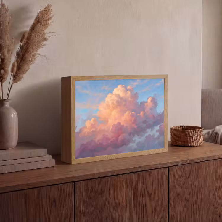 Wolken - Lucht - Natuur - Abstract - Kleurrijk Light Box met batterij (Wandlamp) middel -sfeer2