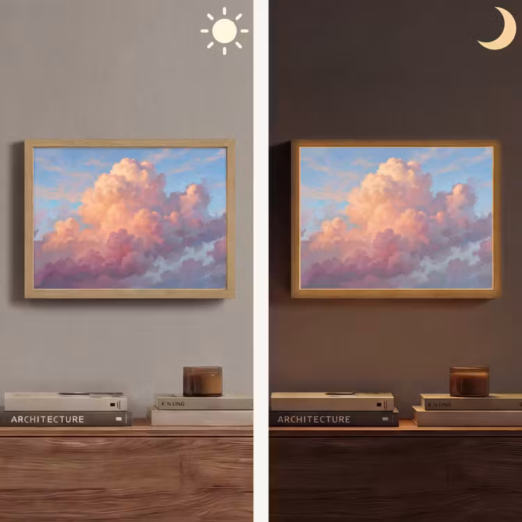 Wolken - Lucht - Natuur - Abstract - Kleurrijk Light Box met batterij (Wandlamp) middel -sfeer3