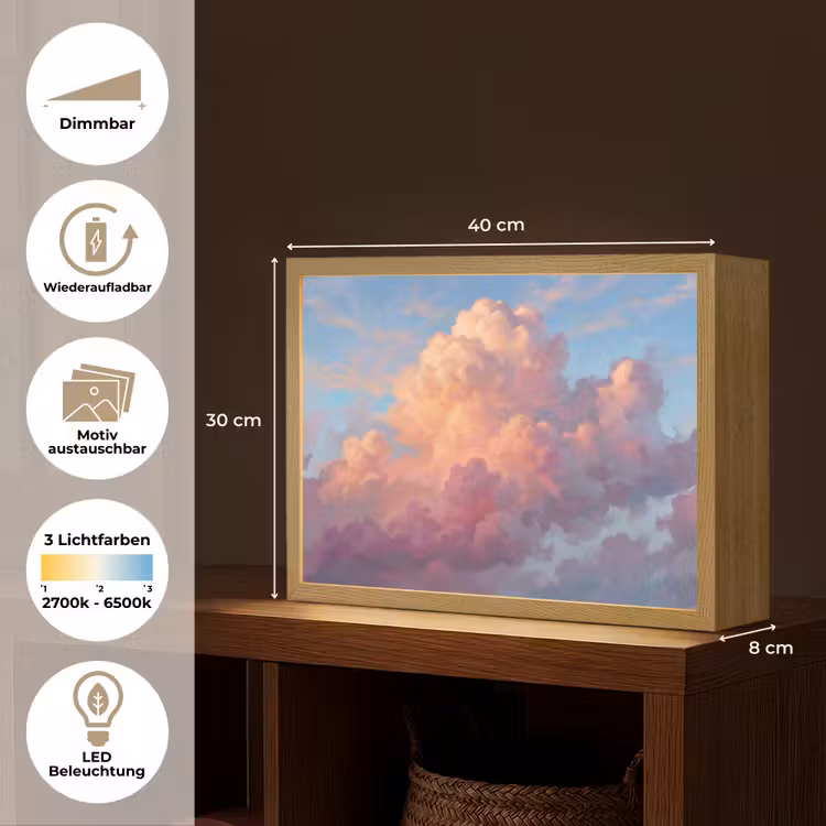 Wolken - Lucht - Natuur - Abstract - Kleurrijk Light Box met batterij (Wandlamp) middel -USP_websiteoverzichtDE