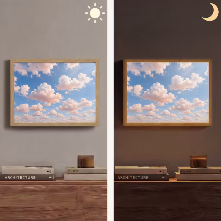 Wolken - Hemel - Natuur - Licht - Blauw Light Box met batterij (Wandlamp) middel -sfeer3