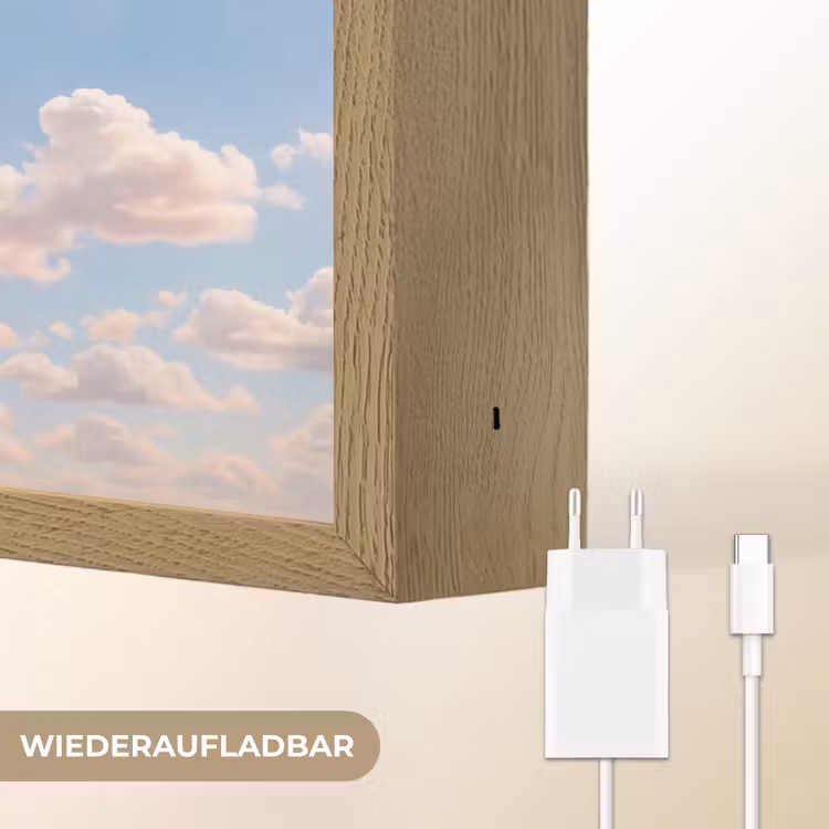 Wolken - Hemel - Natuur - Licht - Blauw Light Box met batterij (Wandlamp) middel -USP_websiteoplaadbaarDE