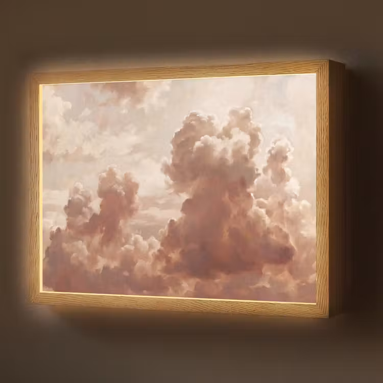 Wolken - Lucht - Natuur - Modern - Bruin Light Box met batterij (Wandlamp) middel -z3d_website