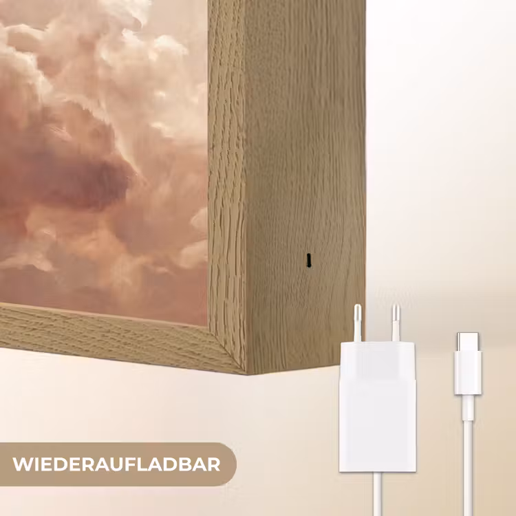 Wolken - Lucht - Natuur - Modern - Bruin Light Box met batterij (Wandlamp) middel -USP_websiteoplaadbaarDE