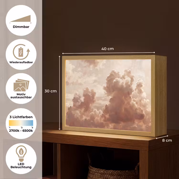 Wolken - Lucht - Natuur - Modern - Bruin Light Box met batterij (Wandlamp) middel -USP_websiteoverzichtDE
