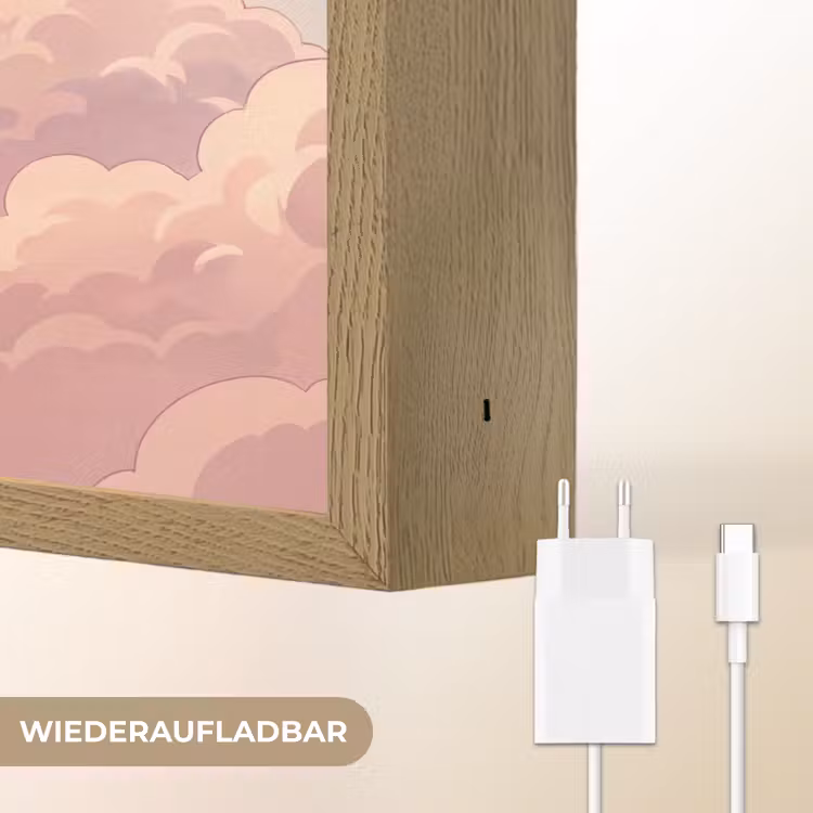 Wolken - Lucht - Natuur - Pastel - Roze Light Box met batterij (Wandlamp) middel -USP_websiteoplaadbaarDE