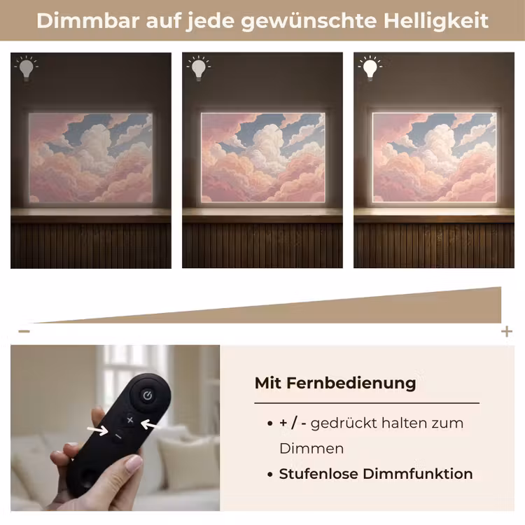 Wolken - Lucht - Natuur - Pastel - Roze Light Box met batterij (Wandlamp) middel -USP_dimbaarDE