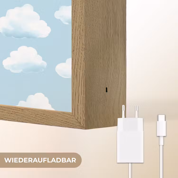 Wolken - Illustratie - Blauw Light Box met batterij (Wandlamp) middel 907 -USP_websiteoplaadbaarDE