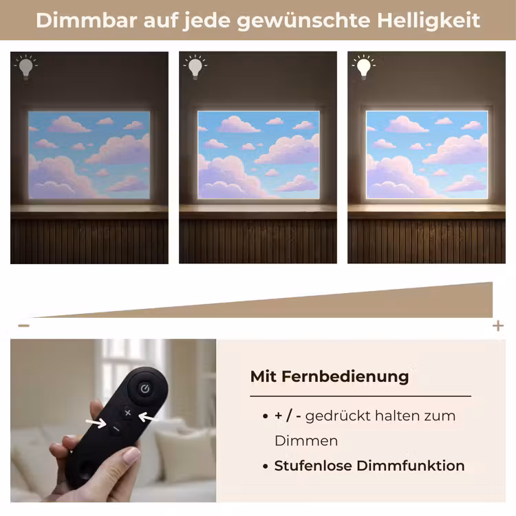 Wolken - Roze - Blauw - Natuur - Modern Light Box met batterij (Wandlamp) middel -USP_dimbaarDE