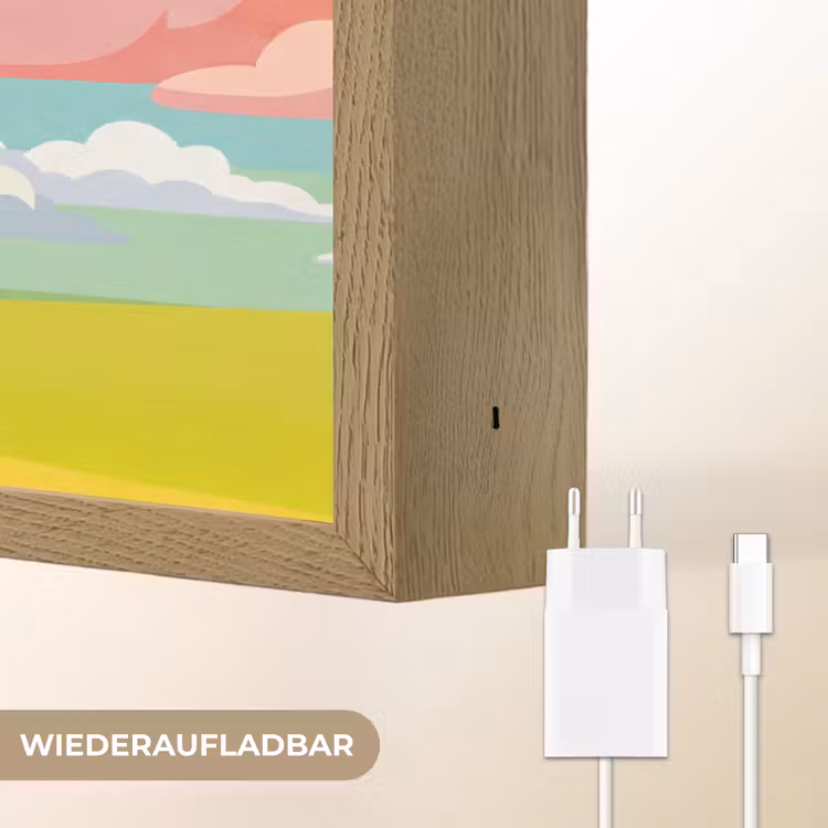 Wolken - Roze - Natuur - Modern - Pastel Light Box met batterij (Wandlamp) middel -USP_websiteoplaadbaarDE