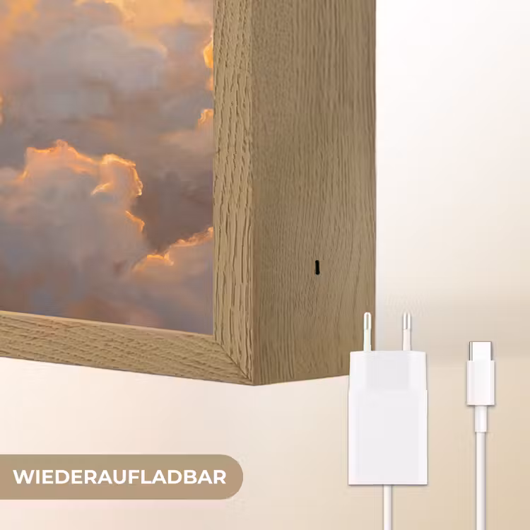 Wolken - Zonsondergang - Natuur - Abstract - Goud Light Box met batterij (Wandlamp) middel -USP_websiteoplaadbaarDE