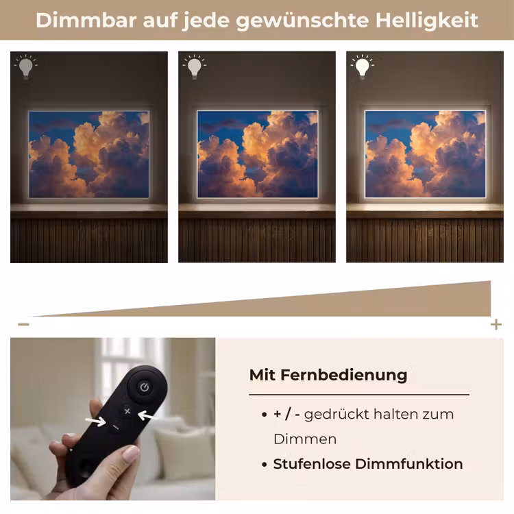 Wolken - Zonsondergang - Natuur - Oranje - Blauw Light Box met batterij (Wandlamp) middel -USP_dimbaarDE