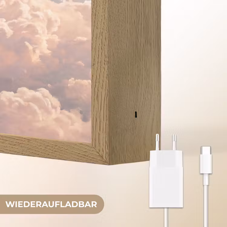 Wolken - Zonsondergang - Natuur - Pastel - Roze Light Box met batterij (Wandlamp) middel -USP_websiteoplaadbaarDE