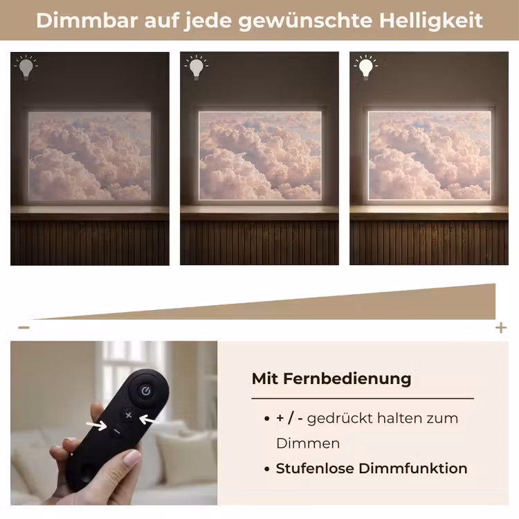 Wolken - Zonsondergang - Natuur - Pastel - Roze Light Box met batterij (Wandlamp) middel -USP_dimbaarDE