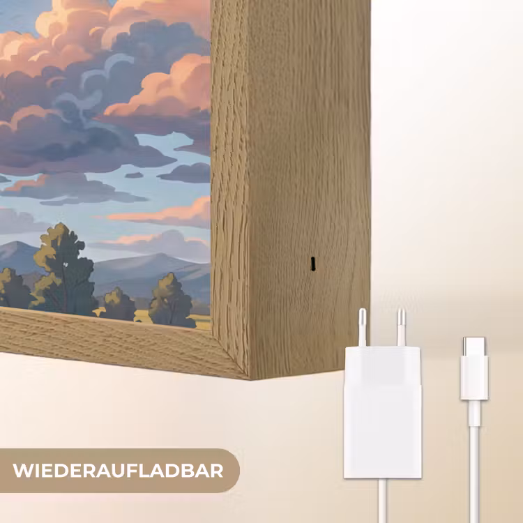 Wolken - Daghemel - Natuur - Illustratie - Oranje Light Box met batterij (Wandlamp) middel -USP_websiteoplaadbaarDE