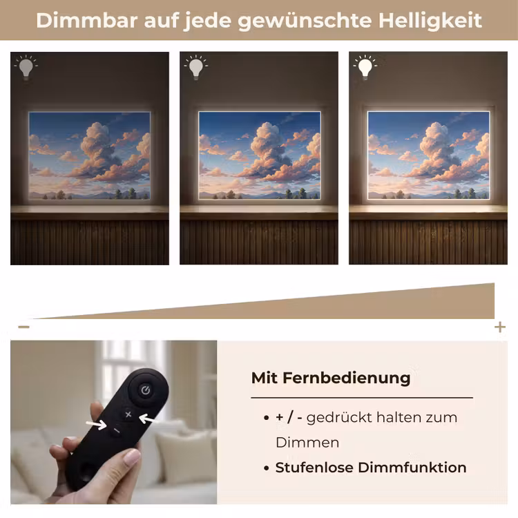 Wolken - Daghemel - Natuur - Illustratie - Oranje Light Box met batterij (Wandlamp) middel -USP_dimbaarDE