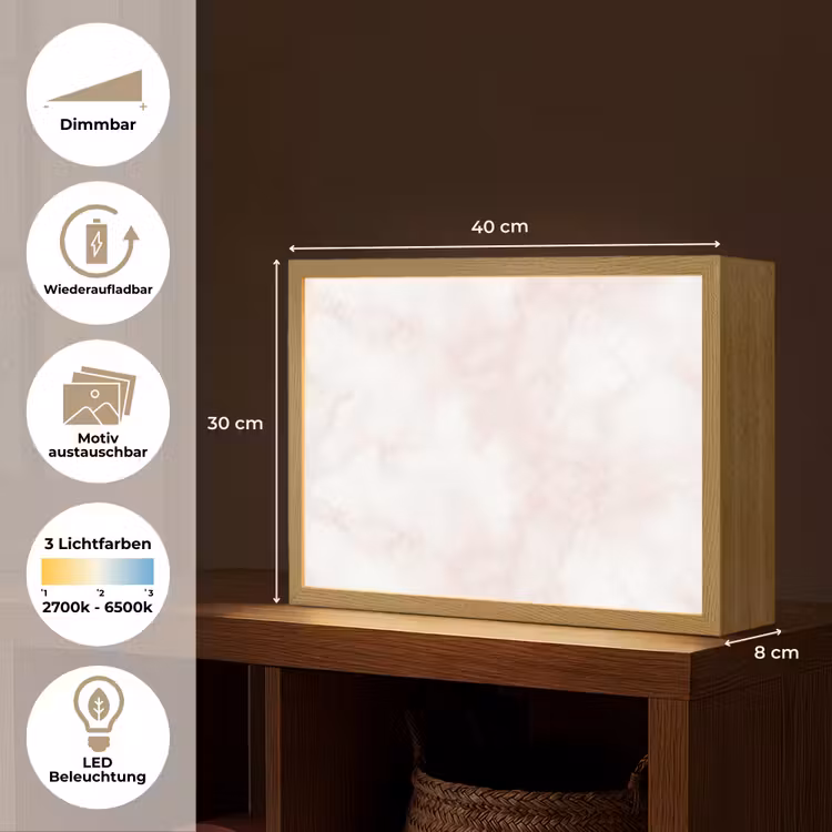 Wolkenstructuur - Roze - Marmer Light Box met batterij (Wandlamp) middel 907 -USP_websiteoverzichtDE