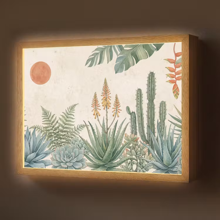 Woestijn - Planten - Groen Light Box met batterij (Wandlamp) middel -z3d_website