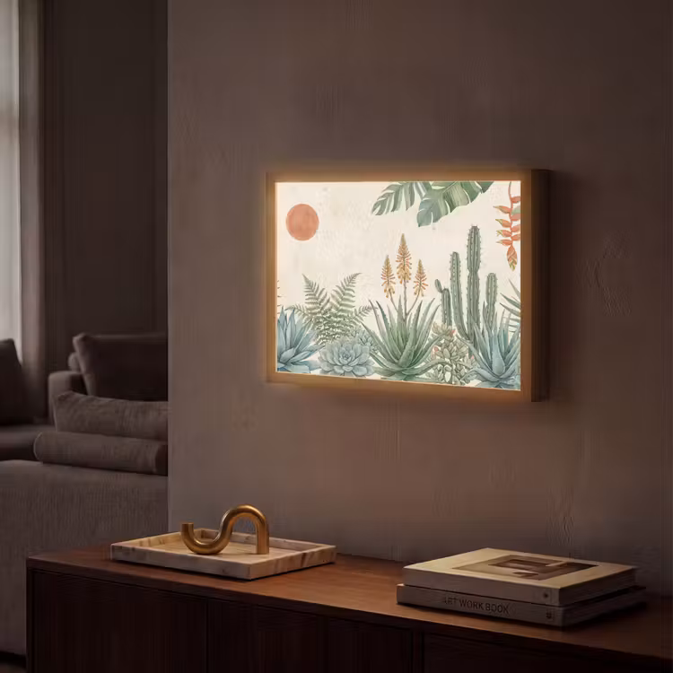 Woestijn - Planten - Groen Light Box met batterij (Wandlamp) middel -sfeer1