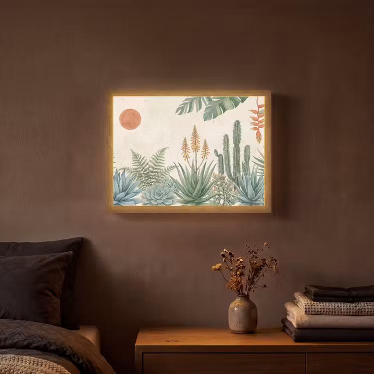 Woestijn - Planten - Groen Light Box met batterij (Wandlamp) middel -sfeer4