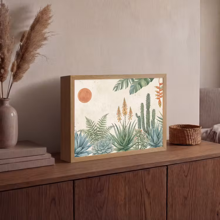 Woestijn - Planten - Groen Light Box met batterij (Wandlamp) middel -sfeer2