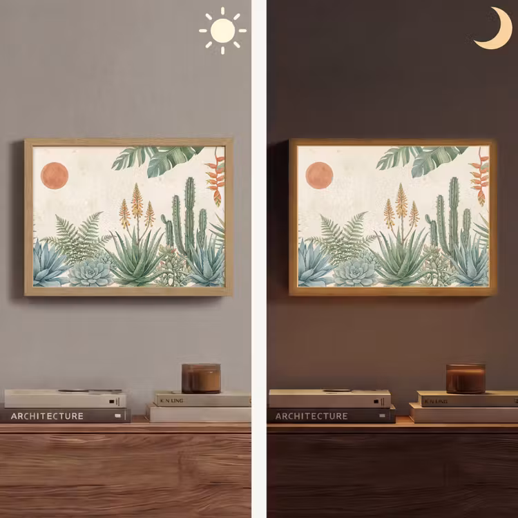 Woestijn - Planten - Groen Light Box met batterij (Wandlamp) middel -sfeer3