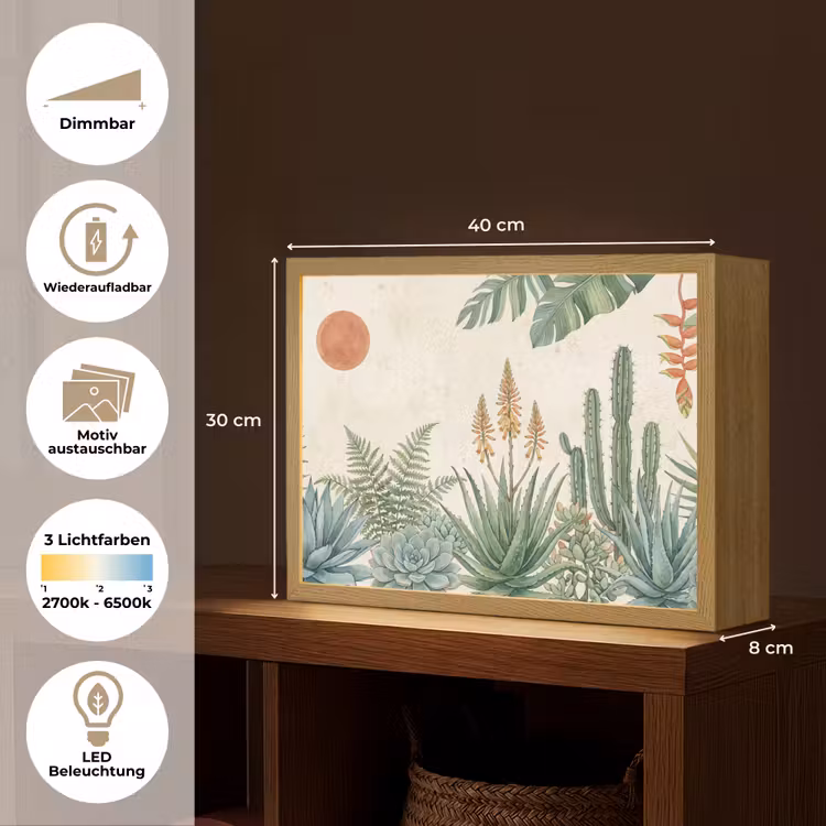 Woestijn - Planten - Groen Light Box met batterij (Wandlamp) middel -USP_websiteoverzichtDE