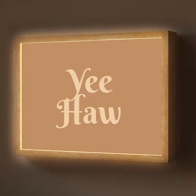 Yee haw - Bruin - Minimalistisch Light Box met batterij (Wandlamp) middel -z3d_website