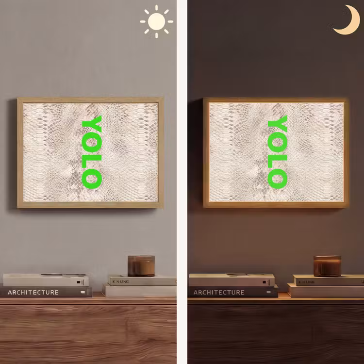 YOLO - Groen - Neon - Slangenprnt Light Box met batterij (Wandlamp) middel -sfeer3