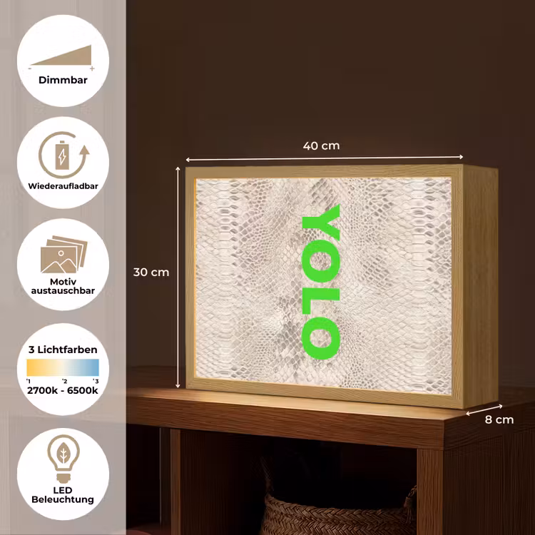 YOLO - Groen - Neon - Slangenprnt Light Box met batterij (Wandlamp) middel -USP_websiteoverzichtDE