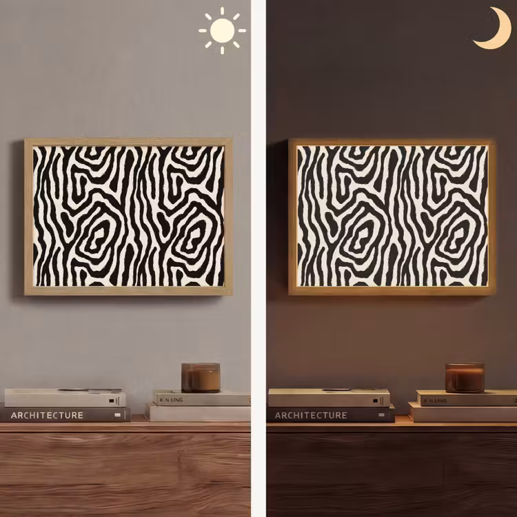Zebra - Abstract - Zwart Light Box met batterij (Wandlamp) middel 907 -sfeer3