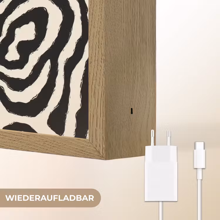 Zebra - Abstract - Zwart Light Box met batterij (Wandlamp) middel 907 -USP_websiteoplaadbaarDE
