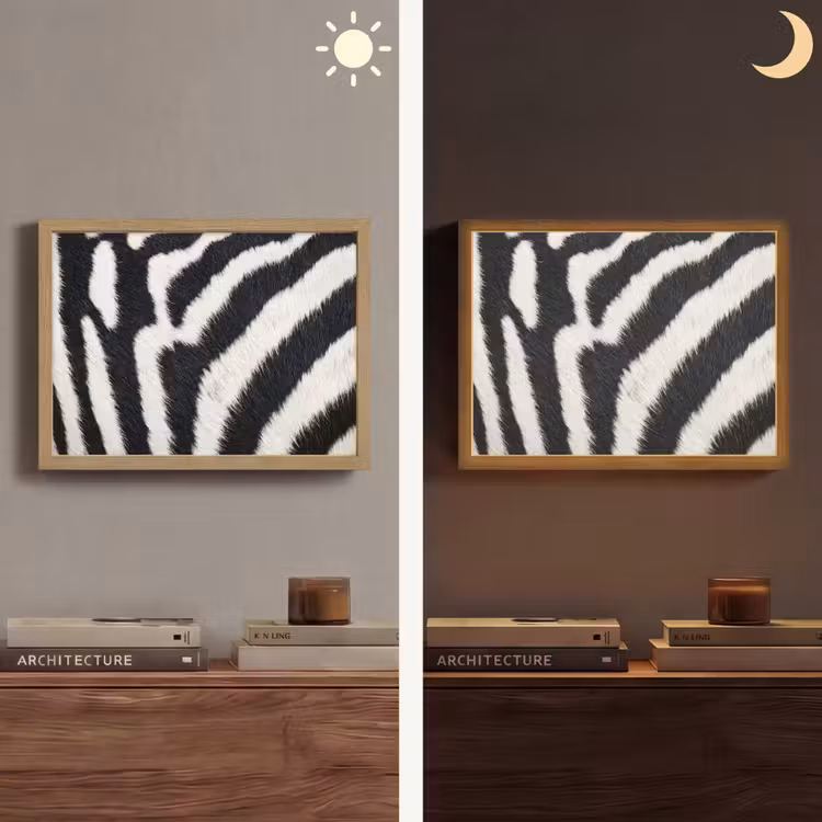 Zebra - Vacht - Klassiek - Zwart - Wit Light Box met batterij (Wandlamp) middel -sfeer3