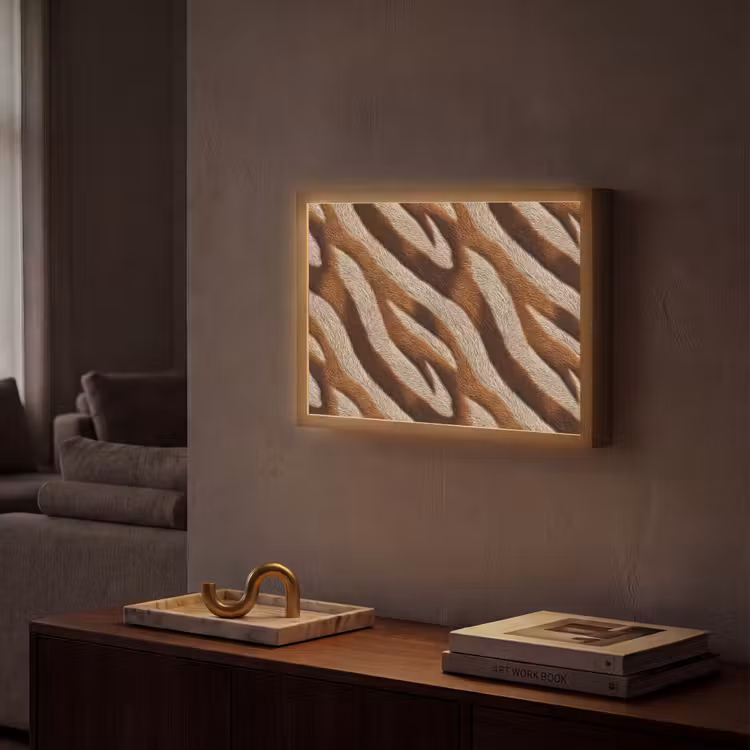 Zebra - Patroon - Bruin Light Box met batterij (Wandlamp) middel 907 -sfeer1
