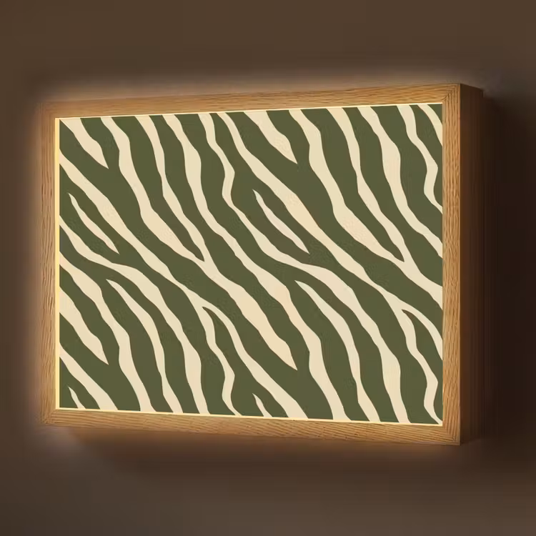 Zebra - Patroon - Groen Light Box met batterij (Wandlamp) middel 907 -z3d_website