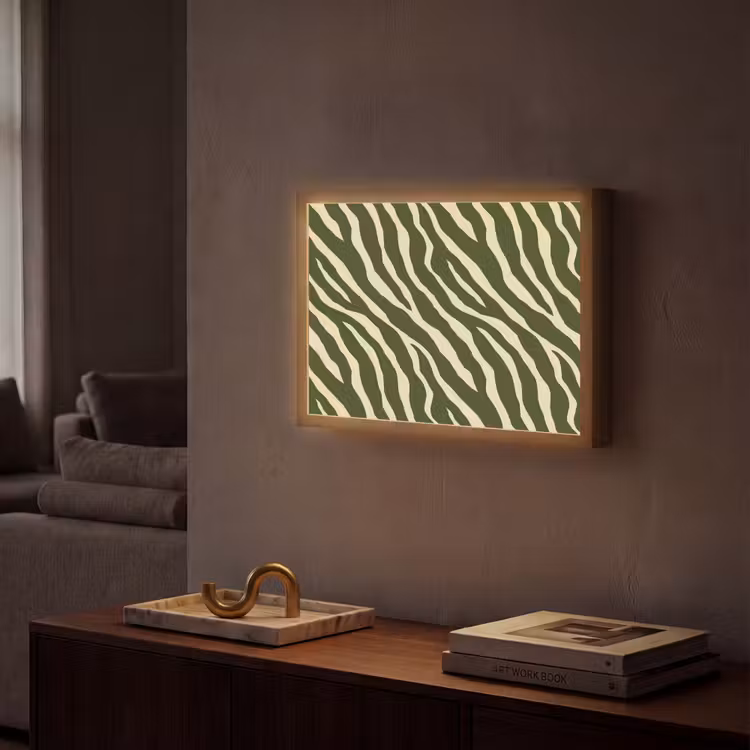 Zebra - Patroon - Groen Light Box met batterij (Wandlamp) middel 907 -sfeer1